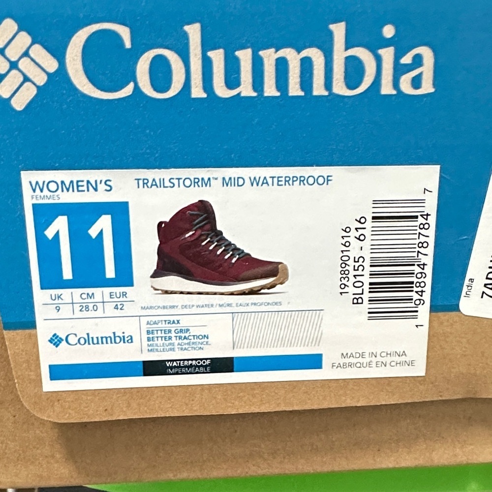 NIB Women's Columbia Trailstorm Mid Waterproof Hiking Boots size 11 Marionberry - Picture 9 of 11